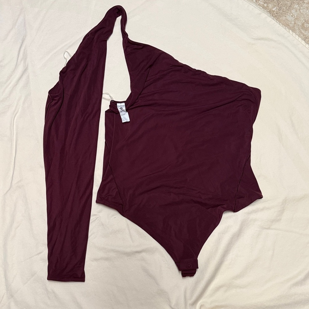 lululemon athletica One-Shoulder Burgundy Stretch Bodysuit
